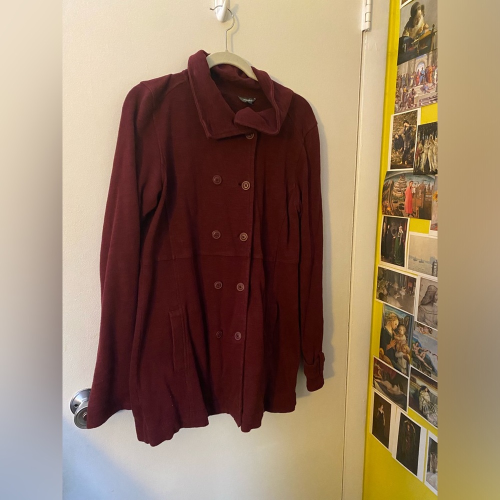 Eddie Bauer Women's Maroon Light Knit Pea Coat